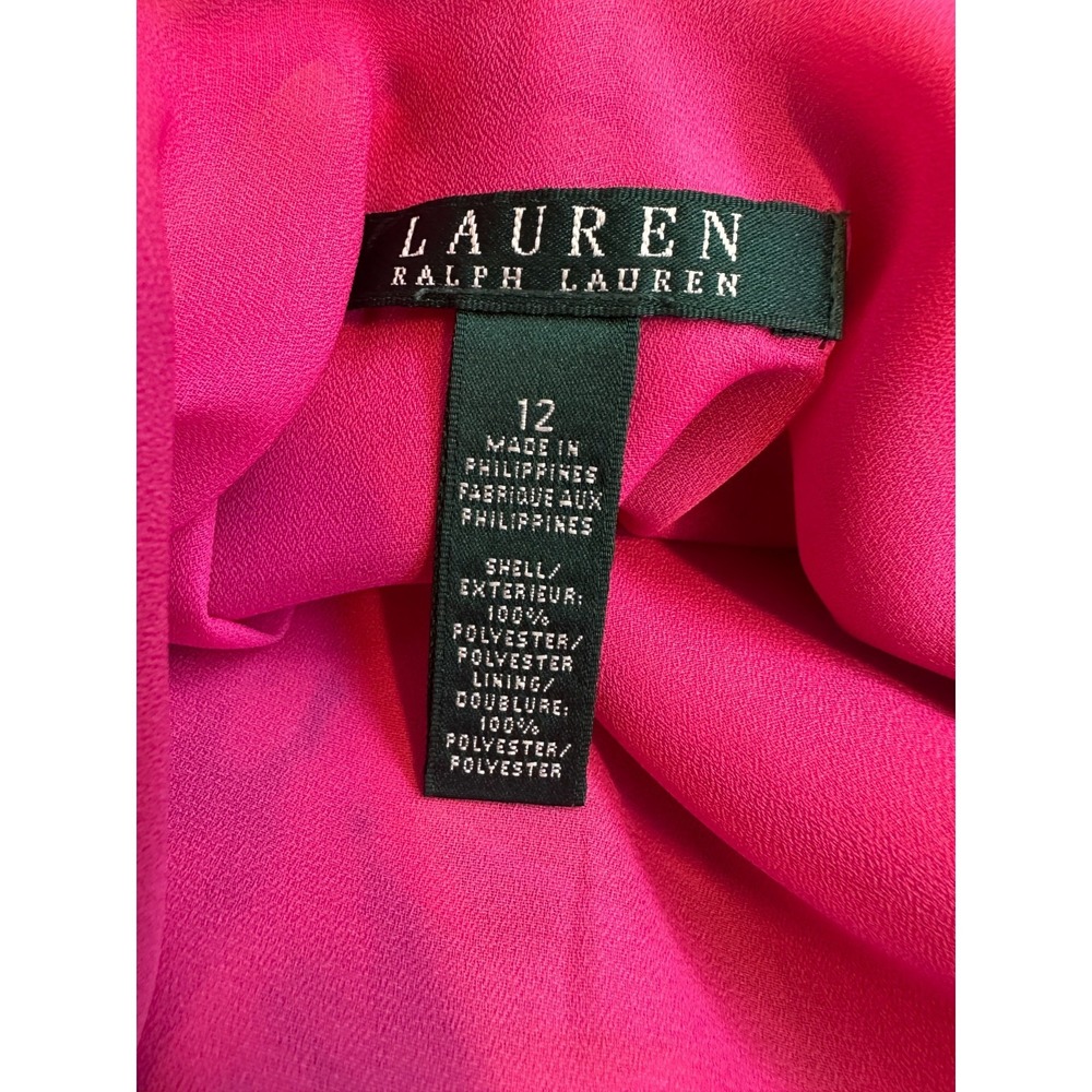 Lauren Ralph Lauren Tropical Floral V-Neck Ruffle Drop Waist Mini Dress Size 12 - Picture 7 of 13